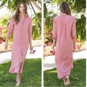 NWT- Frank & Eileen DRESS-RORY-WOVEN LONG RED LINEN M - NWT